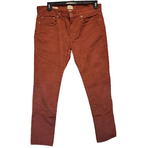 J Crew Pants Womens W33 L32 Plunk Rust MId Rise Corduroy Slim Fit Leg Style 484 - Picture 1 of 9